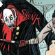 A man slashes at the head of a large vampire with a knife, removing it cleanly (and bloodily) from its neck, in a scene from Falconspeare.